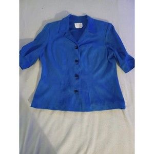 David Warren Petites New York Size 12 Blue Blazer 4 button shoulder pads